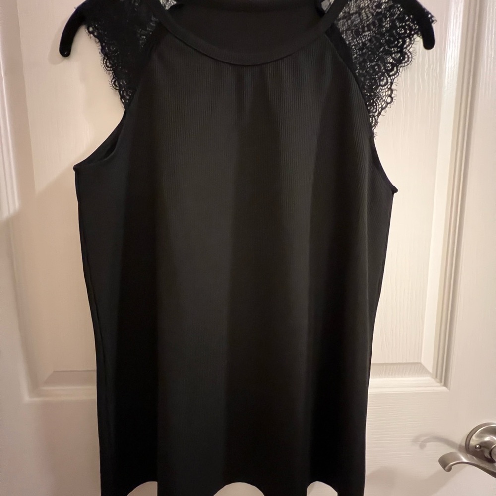 Black Lace Sleeve Top